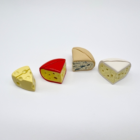 Cheese Place Card Holders - Set of 4 - Handmade Clay Brie, Gouda, Swiss, Blue - Picture 13 of 16